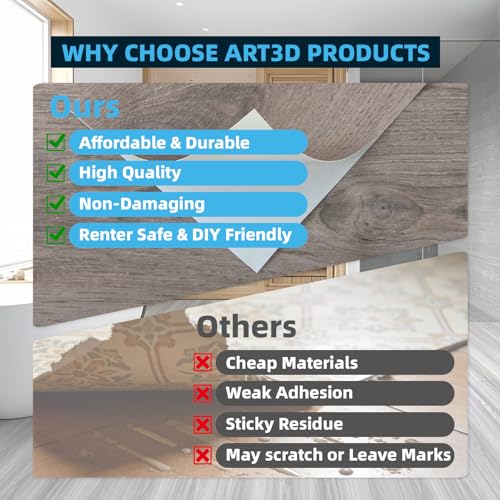 Art3d 10-Pack Peel and Stick Vinyl Floor Tiles (15 Sq.Ft), Teak - color: Teak