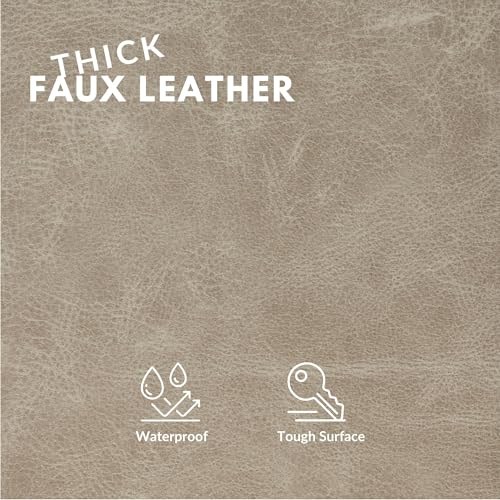 Faux Leather Fabric, Thick Durable Synthetic Repholstery Leather Vinyl, Soft Touch Distressed DIY and Craft Material - 5 Yard Roll (Tan) - color: Tan, size: 5 Yard Roll