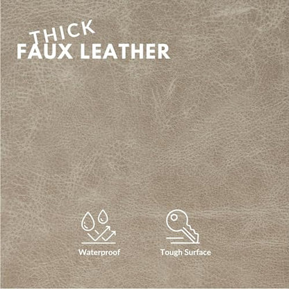 Faux Leather Fabric, Thick Durable Synthetic Repholstery Leather Vinyl, Soft Touch Distressed DIY and Craft Material - 5 Yard Roll (Tan) - color: Tan, size: 5 Yard Roll