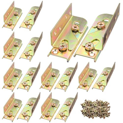 Bed Rail Bracket 16Set Non-Mortise with Screw for Wood Furniture - size: 16 Sets