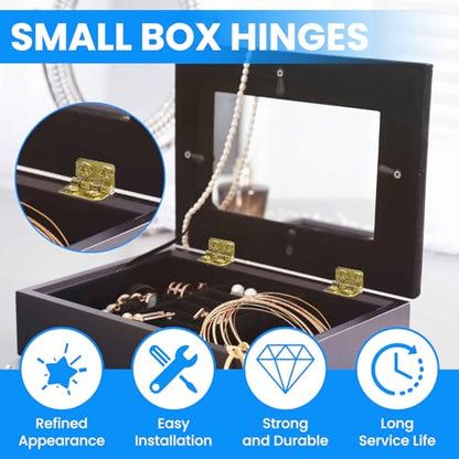 SDTC Tech 24-Pack Gold Mini Hinges 13x12mm 180 Degree Rotation - color: gold tone