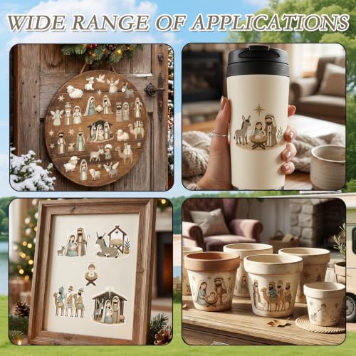 16 Pcs Christmas Nativity Rub on Transfers for Crafts Furniture - color: Nativity
