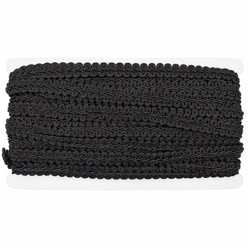 Sedona Designz 1/2” French Braid Gimp Trim – 15 Yards Bolt – Decorative Upholstery & Sewing Trim for Furniture, Curtains, Pillows, Crafts & Home Décor Projects - Black - color: Black