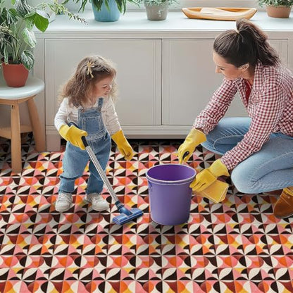 HOMETITUTE Retro Abstract Color Block Peel Stick Floor 12x12 Vinyl - color: Multicolor#11