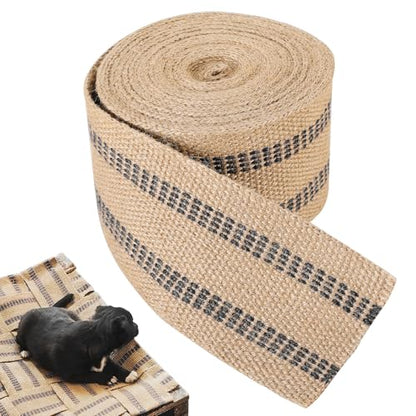 3.5" Craft Jute Webbing Tape - color: Black and Brown, size: 3.5" x 10 Yards