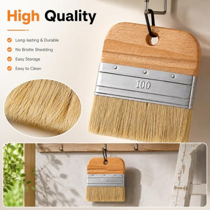 4 Inch Flat Paddle Paint Brush, Chalk Brush with Wooden Handle - size: 4 Inch Paddle Paint Brush