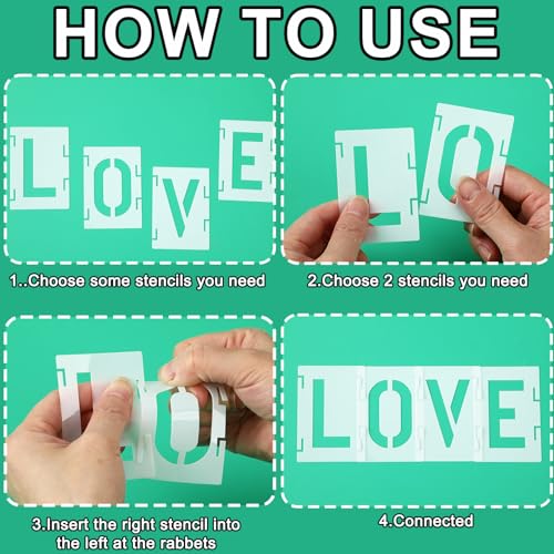 Augshy 56 Pcs Letter Stencils for Painting, 2 Inch Reusable Templates - style: Alphabet and Number