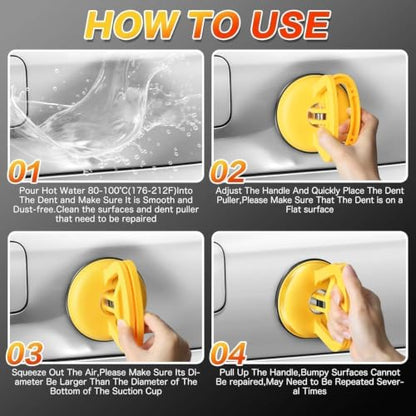 Car Dent Puller 3 Pack Dent Puller Powerful Car Dent Removal Kit Suction Cup Dent Puller for Car Dent Repair Dent Remover Tool for Car Body,Tiles Lifting,Objects(Black+Orange)