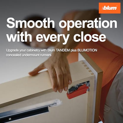 Blum Tandem Plus BLUMOTION Concealed Undermount Drawer Slides (Runners) Kit, 18-Inch, Full Extension, Soft-Close, Steel, 100 lb. Load Capacity for Wood Drawers (1 Kit) - size: 1 Kit