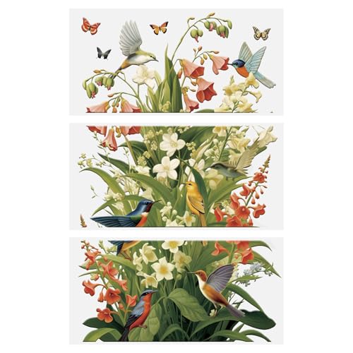 Rub on Transfers Stickers, 3 Sheets Vintage Hummingbird Orchid Waterproof Rub on Transfers Furniture Transfers Decals for Crafts Wood DIY Home Office Wall Art Decoration - color: Lily of the valley