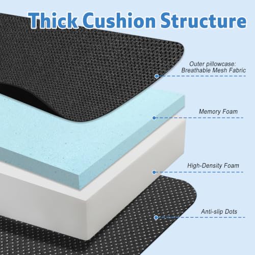 Wedge Hip Cushion Post Surgery for Long Sitting, Memory Foam Hip Replacement Recovery with Adjustable Strap Anti-Slip, Chair Cushion for Office Home Car Wheelchair