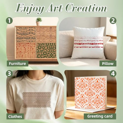 Texture Stencils for Crafts Reusable 16Pcs Stencils(5.9X5.8 Inch) - color: Texture 15