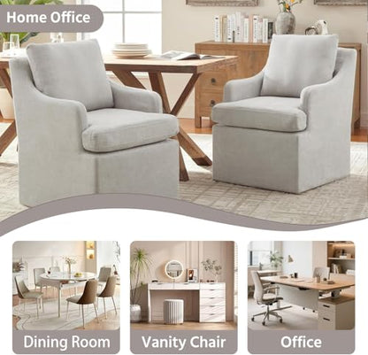 VKNOW Upholstered Dining Chairs Set of 6, Dining Room Chairs with Casters - color: Light Grey, size: 6