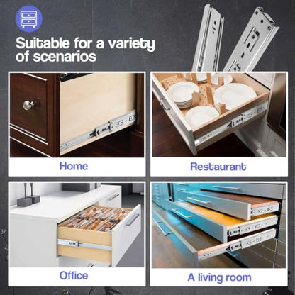 Soft Close Drawer Slides 16 Inch - Silver, 1 Pair (2 Pieces) - color: Silver, size: 16 Inch