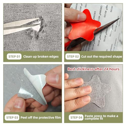 2Pcs Self-Adhesive Linen Fabric Patches, Quick Repair for Sofas, Tents, Car Seats/8" x 11", White - color: White