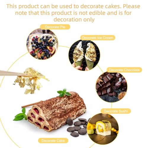 10 Gold Leaf Sheets, Premium Gold Flakes for Decorating Cakes Dessert - size: 10PCS