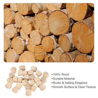 uxcell 56Pcs Wood Button Plugs, 10mm/0.39" Flat Head Hardwood Screw Hole Plug Wooden Caps Buttons Wood Plug for Furniture Woodworking Craft Decor (11.5mm x 10mm) - size: 11.5x10x8mm