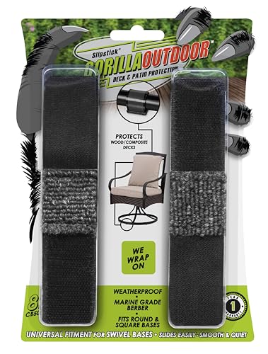 GorillaMarineGradeBerber Slipstick GorillaOutdoor Sled Base Chair Floor Protectors/Wrap Around Berber for Furniture with Tubular Legs and Bases (8 Pack) Wrap on Furniture Pads for Outdoor & Indoor Use - size: 1.25 x 5.5 in (8 Pack)