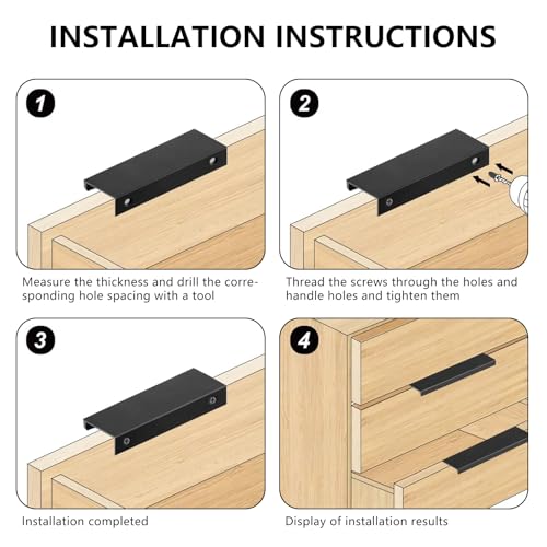 12 Pack Kitchen Cabinet Handles Drawer Pulls, Finger Edge Pull - color: 12 Pack, size: 5in(128mm) Hole Centers