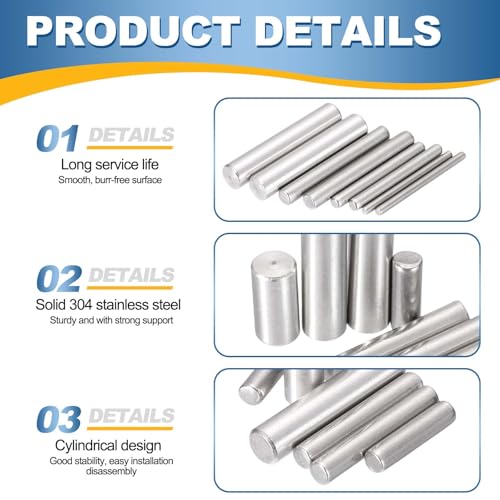 MECCANIXITY 6Pcs 1/16" x1/2" Dowel Pins Cylindrical Shelf Support Pegs - size: 1/16"x1/2"