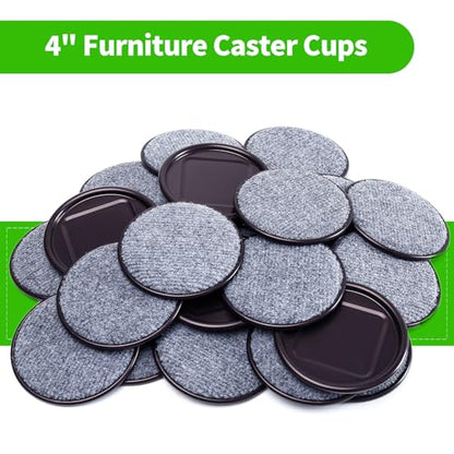 4" Round Carpet Bottom Furniture Caster Cups, Furniture Coasters, 12 Pack - size: 4 Inch, 12 Pack