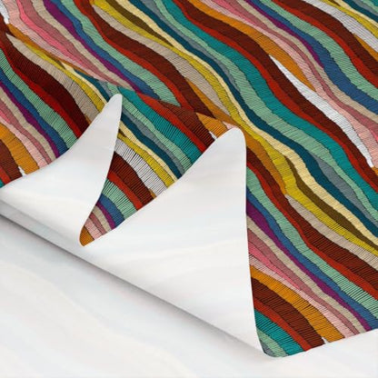 Boho Fabric By The Yard Bohemian Wavy Upholstery Fabric Rainbow - color: Multi 06, size: 10 Yards