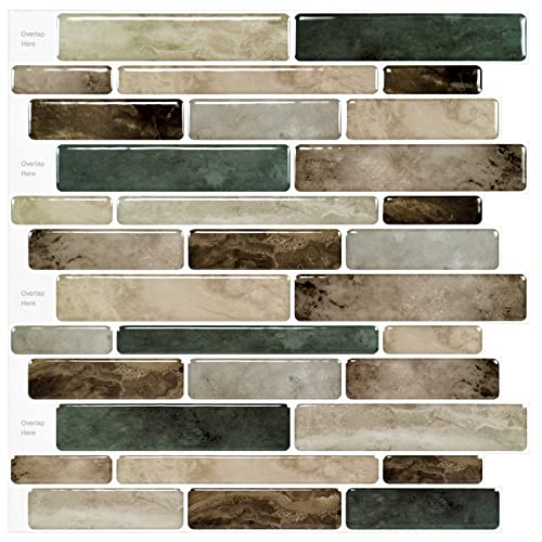 WOWSTAR 10-Sheet Peel and Stick Backsplash Tile for Kitchen, Back Splash Stick On Tiles for Kitchen Wall (Dark Brown) - color: Dark Brown