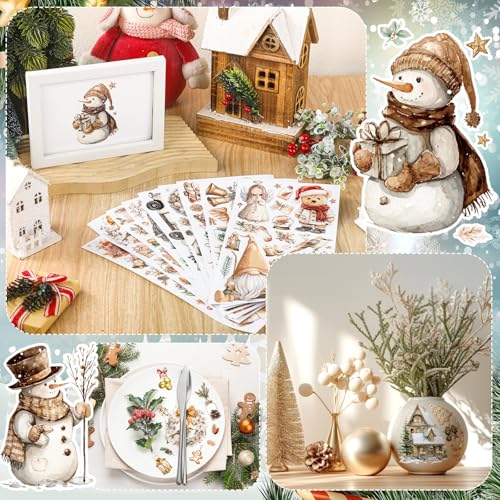 Lincia 10 Sheets Christmas Rub on Transfers for Crafts, Gnome - style: Gnome