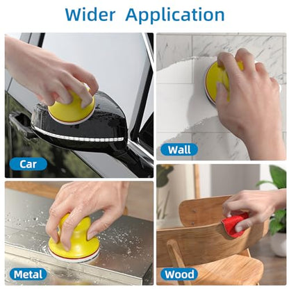 BURMONG 32PCS Sanding Sponge Set，3 Inch Hook & Loop Sanding Sponge Discs Kit, 180–3000 Grit Wet Dry Sanding Pads with 3" Hand Sanding Block for Wood, Metal, Headlight & Curved Surface Polishing