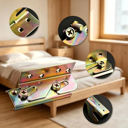 4 Sets Bed Rail Brackets,Heavy Duty Bed Frame Brackets Bed with Screws - size: 4 Pieces