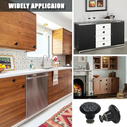 Biaungdo 6 Pcs Black Ceramic Kitchen Cabinet Knobs - color: Black