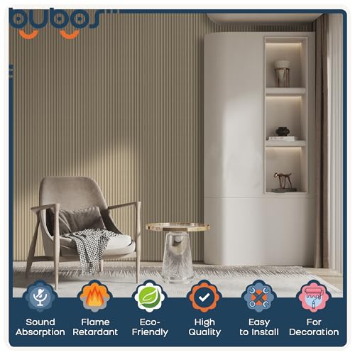 BUBOS 4-Pack Acoustic Panels 47.2"x23.6", Peel & Stick Sound Wall Panels - color: Camel