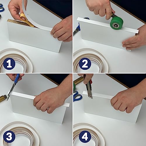White PVC 2 inch x 100 ft Edge Banding Tape Peel Stick Adhesive Edging Veneer Trim Flexible Vinyl Strip Molding Wood Cabinet Laminate Shelf Furniture Countertop Formica Plywood Board Repair - color: White, size: 2 inch x 100 ft