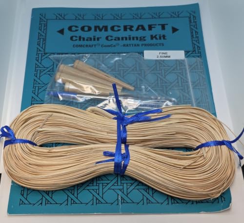Furniture Knowledge Complete Chair Caning Kit - Cane, Binder, Awe, Pegs Instructions - Reed Wicker seat Back Rush DIY Cain (2.75MM - Narrow Medium) - size: 2.75MM - NARROW MEDIUM