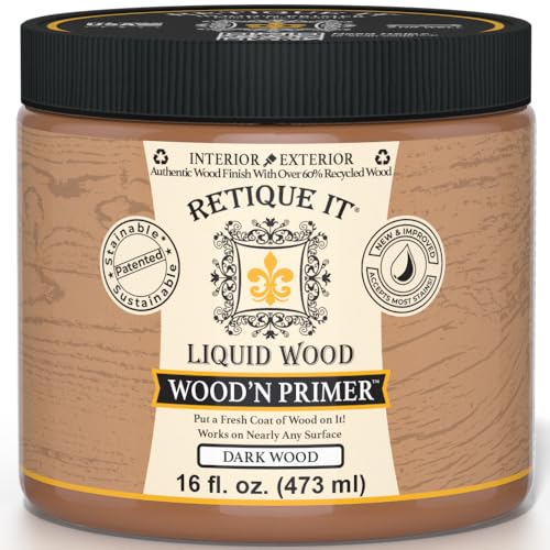 Retique It Wood'n Primer - Paint it then stain it - Stainable Wood Fiber Paint (Dark Wood, Medium) - color: Dark Wood, size: 16 Fl Oz (Pack of 1)