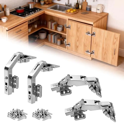 Lazy Susan Hinges, 180° & 135° Half-Overlay Corner Cabinet Hinges 4PCS - size: half-overlay