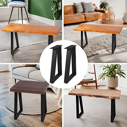 NXN-HOME 19 inch Trapezoid Metal Legs, Coffee Table Legs, Bench Metal Legs, Set of 2 Mid Century Home DIY Projects Black Furniture Legs(19.5”H x 12.8”W) - size: 19 inches-Trapezoid