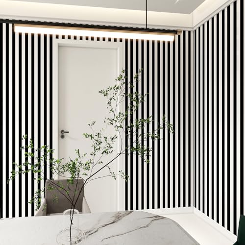 Black and White Striped Peel and Stick Wallpaper 17.3"x80" - color: Black, size: 17.3" x 80"