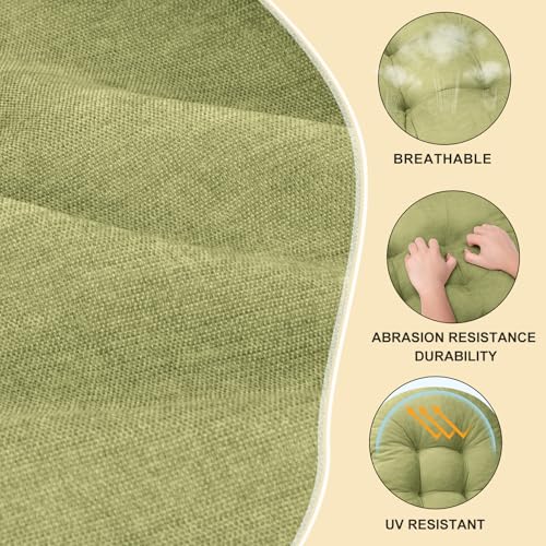 Rocking Chair Cushion - Chenille Fabric, High-Density Sponge, Durable Comfort Non-Slip Bottom Tufted Seat Pads with Ties, Chenille︱Grass Green, 44x19x4 inch - color: Grass Green