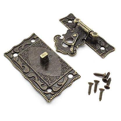 SDTC Tech Antique Bronze Right Hook Hasp Latch and Engraved Hinge Kit - color: Bronze