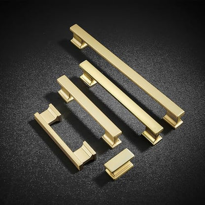 10 Pack 6 Inch Length|5 Inch(128mm) Hole Center Brushed Gold Kitchen Cabinet Handles, Cabinet Pulls Kitchen Cabinet Hardware, Cupboard Pulls, Drawer Handles - color: Brushed Gold, size: 5 inch Hole Center(128mm), style: 10 Pack Handle