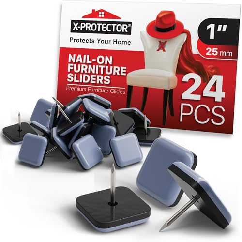 Chair Glides X-PROTECTOR - 1" Furniture Glides 24 PCS, Grey - size: 1" 24 PCS Grey (Square)