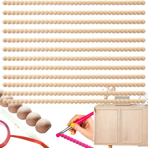 12 Pcs Peel and Stick Decorative Beaded Wood Trim – 15.75" Half Wood Bead Moulding Strips for DIY Door, Mirror Frame, Cabinet, Wall Edge, Farmhouse Furniture, Crafts & Home-Width 2.4 x Thickness 1cm - size: Width 2.4cm x Thickness 1.2cm