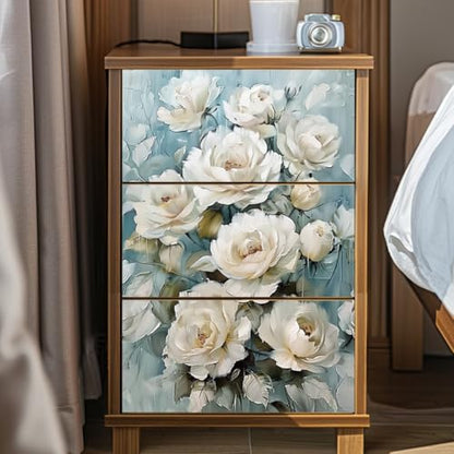 Peacoblue Vintage White Rose Rub On Transfers for Furniture Craft 6"x12"