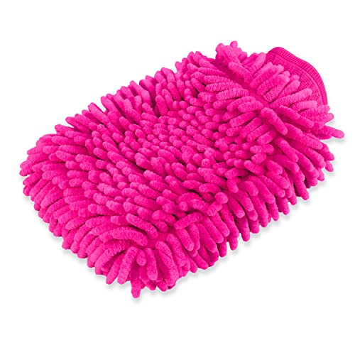 House Cleaning and Car Wash Mitts, Home Dusting Microfiber Gloves, Washing Clean Polish Faster (2-Pack, Pink) - color: Pink