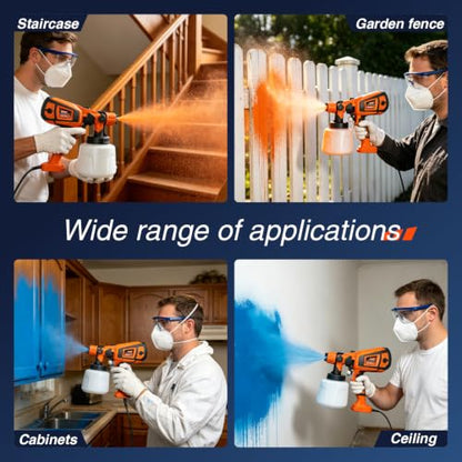 Paint Sprayer, 1400ml&850W Spray Paint Gun with 4 Nozzles & 3 Patterns - color: Orange