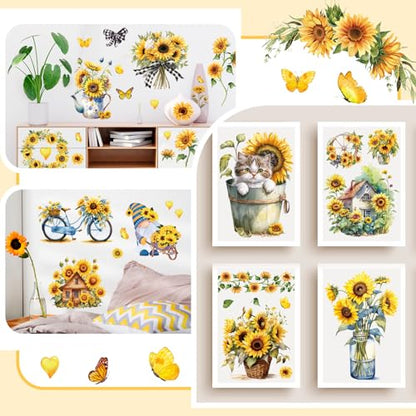 Lincia 10 Sheets Christmas Rub on Transfers for Crafts, Sunflowers - style: Sunflowers