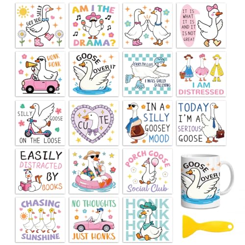 Peacoblue Funny Goose Rub On Transfers for Craft, Transfer Sticker - style: Funny Goose with Word