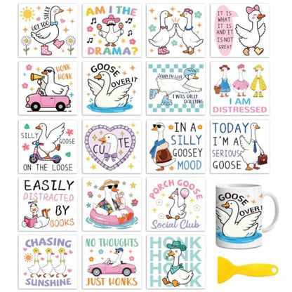 Peacoblue Funny Goose Rub On Transfers for Craft, Transfer Sticker - style: Funny Goose with Word