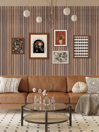 Wood Slat Panel Peel and Stick Wallpaper Brown Wooden Contact Paper - color: Brown, size: 17.7" x 236.2"